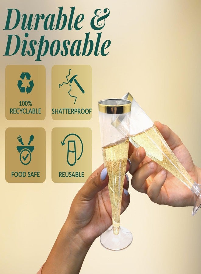 Reli. Champagne Flutes Plastic | 110 Pack | 4.5 oz - Gold Rim Clear | Premium Plastic Champagne Flutes | Party-Perfect for Celebrations - Image 5
